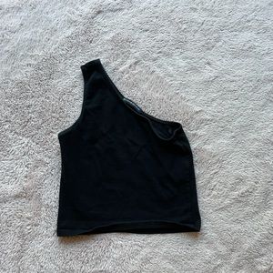 Brandy Melville black one shoulder crop top